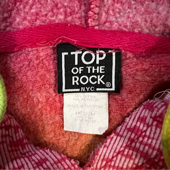 Top Of The Rock NYC Rainbow Tie Dye Hoodie Swearshirt size medium - Picture 3 of 7